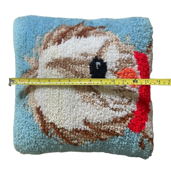 VINTAGE SHAG THROW PILLOW Latch Hook Yarn Sheepdog dog Completed - Picture 5 of 5